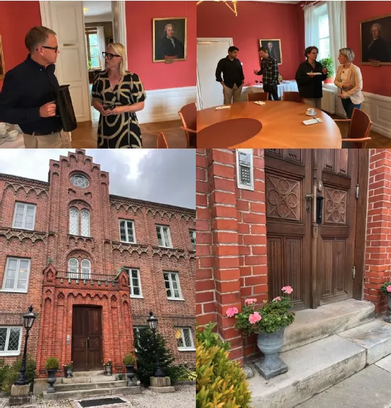 Collage of participants and exterior pictures of Old Bishop's house in Lund