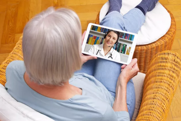 Older woman in video call with netdoctor