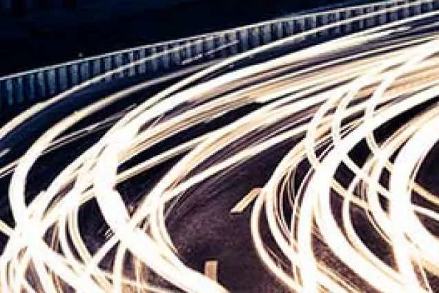 Moving lights using long exposure on a road